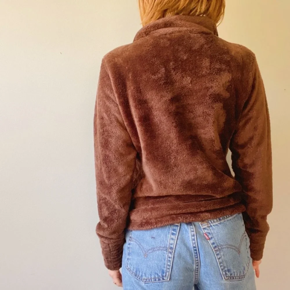 The North Face Chocolate Brown Teddy Quarter Zip - Picture 2 of 10